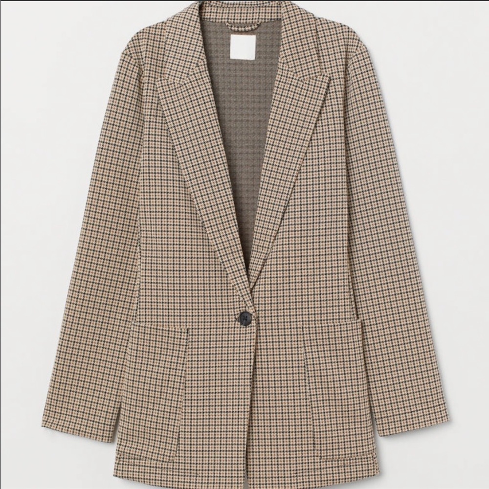 H&M houndstooth tan oversized blazer
